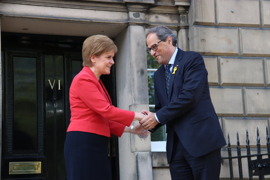Scottish First Minister Nicola Sturgeon and Catalan President Quim Torra in Edinburgh on July 11, 2019 (by Laura Pous)